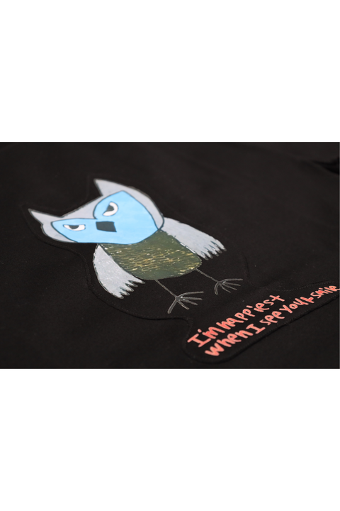 アートTシャツ『フクロウ』_BLACK
